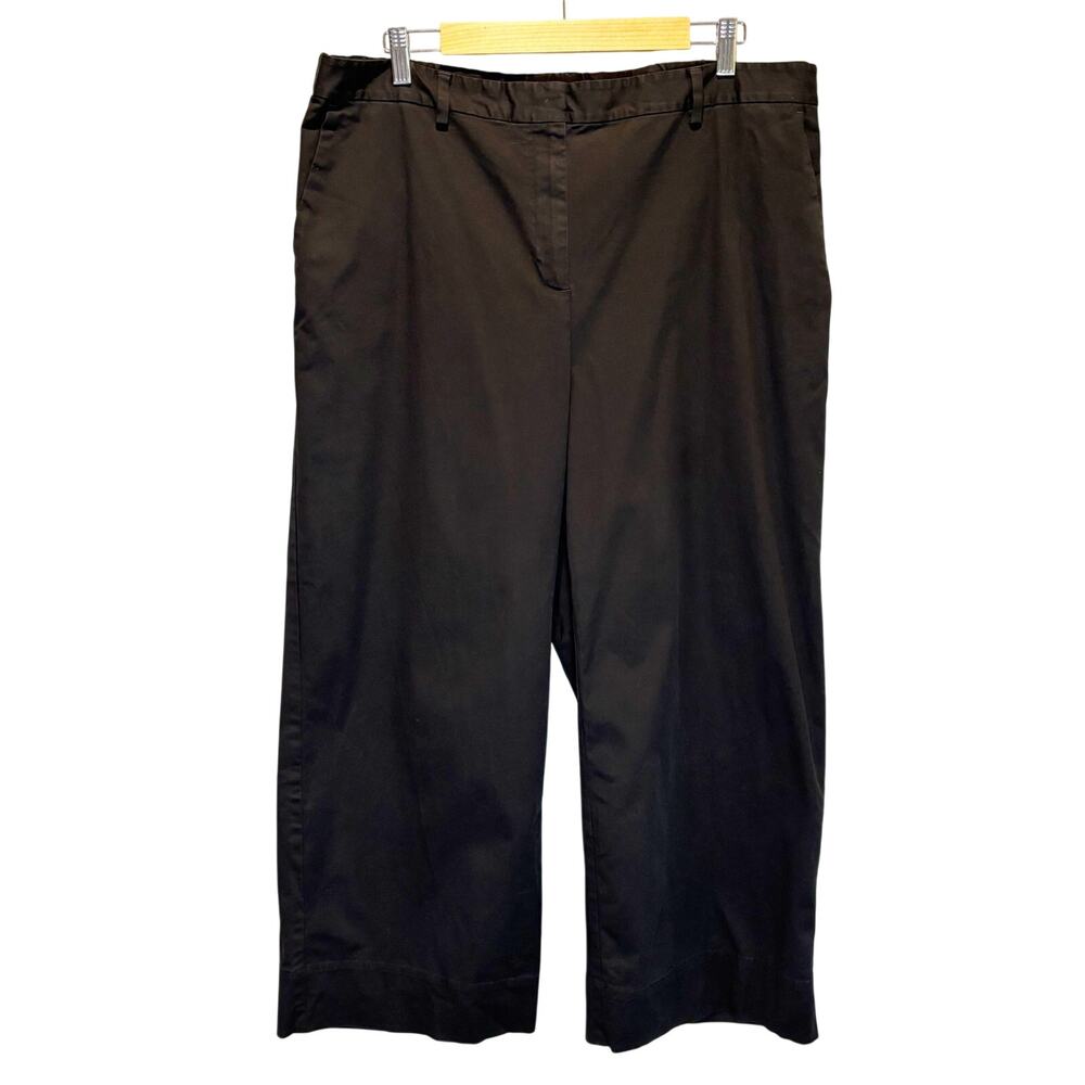 Eileen Fisher Black Cotton Blend Cropped Wide Leg Pant - size XL
